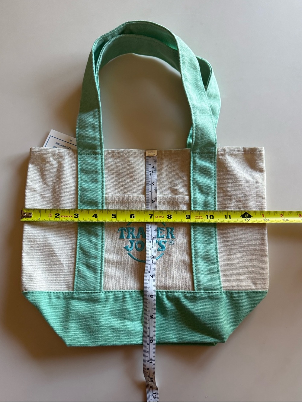 Trader Joe's Spring 2025 Mini Canvas Tote Bag Pastel - Light Green NWT. - Picture 3 of 3